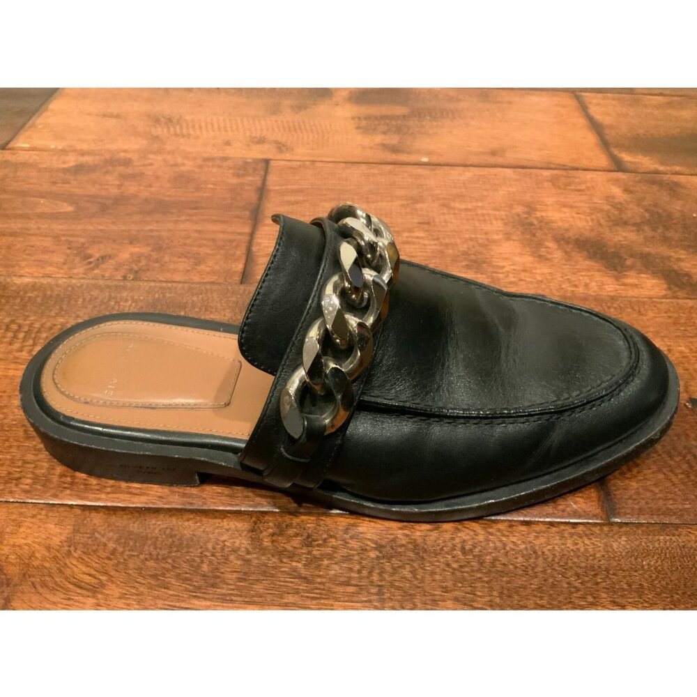 Givenchy Black Leather Slip-On Loafers W/ Silver Chains Size 6 (US) 36 (EU)